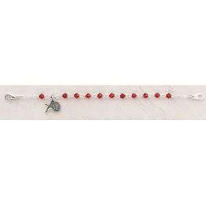   Tin Cut Birthstone Baby 4MM Rosary Bracelet 5 Length Catholic Baptism