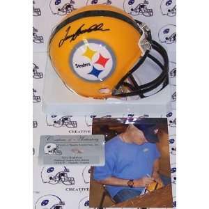  Terry Bradshaw Signed Steelers Mini Helmet Yellow 