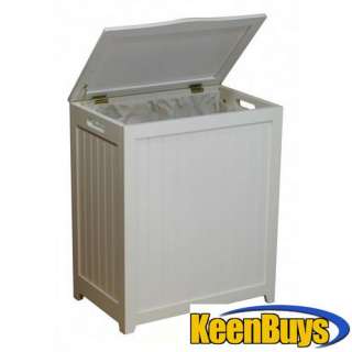 Oceanstar White Finished Solid Wood Laundry Hamper RHP0109W  