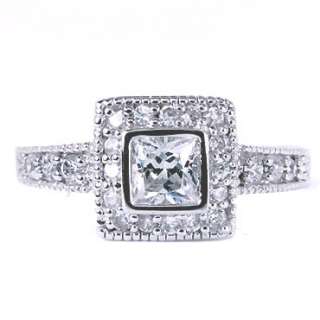  ON SALE White Princess Cut Rhodium Plated 925 Sterling 