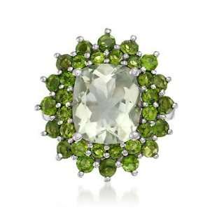   25ct Green Amethyst, 3.00ct t.w. Diopside Ring In Silver Jewelry