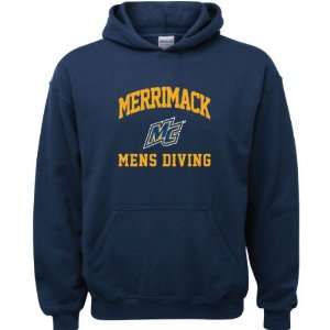 Merrimack Warriors Navy Youth Mens Diving Arch Hooded Sweatshirt 