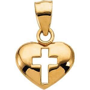    07.75X10.25 Mm 14K Yellow Gold Cross/Heart Pendant Jewelry
