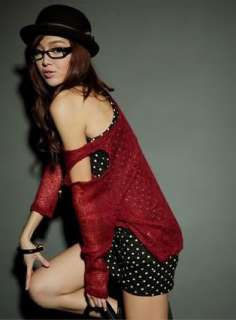 Girl Polk Dot Tank Red Sweater 2PCS Tops Womens Fashion Girls Tops 