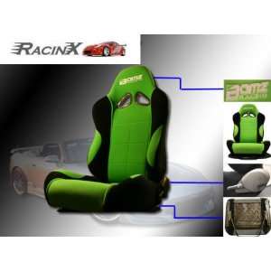  Green with Black Universal Racing Seats   Pair Automotive