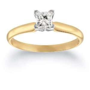 10k Yellow Gold Princess Cut Solitaire Diamond Engagement Ring (1/3 ct 