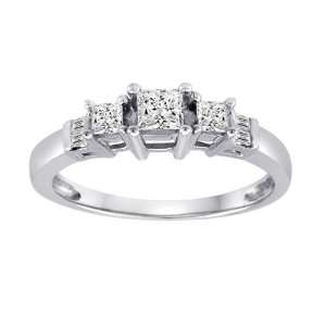 10k White Gold 7 Stone Diamond Wedding Ring (1/2cttw, H I Color, I1 I2 