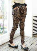 Jpan Korean Women Girls Pensil Long Harem Pants Leopard Casual Skinny 