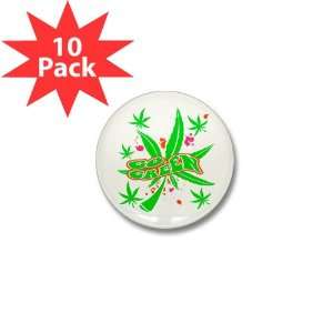  Mini Button (10 Pack) Marijuana Go Green Neon Everything 