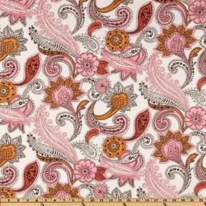  44 Wide Indigo Wes Indigo Paisley White/Pink Fabric By 