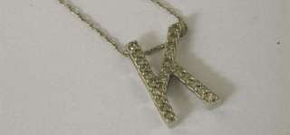 10Kt White Gold Initial K Diamond Pendant Necklace 20  