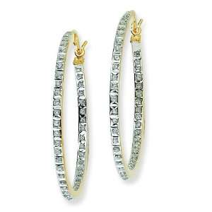   Silver Gold Plated IJ Diamond Hoop Earrings Arts, Crafts & Sewing