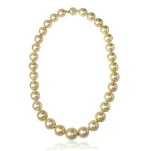  Golden South Sea Pearl 14k Yellow Gold Necklace Jewelry