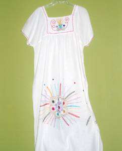MEXICAN HANDMADE EMBROIDERED TUNIC HUIPIL DRESS PEASANT BOHO 1X  