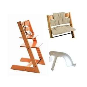 Stokke Tripp Trapp High Chair, Cushion, and Baby Rail   Orange with 