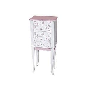  Mele & Co Trina Girls Pink and White Jewelry Armoire with 