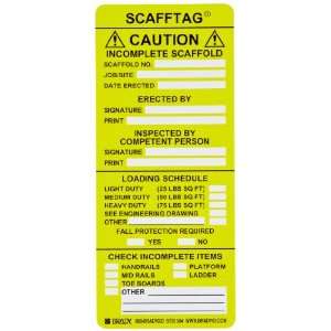   Height, 3 1/4 Width, Polyester, Yellow Color Scafftag Caution Inserts
