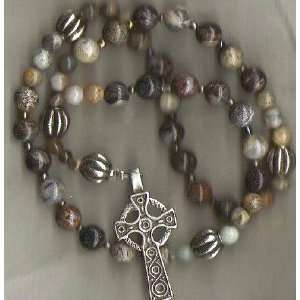  Anglican Rosary of Silver Leaf Jasper 