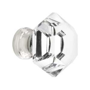 Hexagonal Cut Crystal Knob With Solid Brass Base in Polished Nickel.