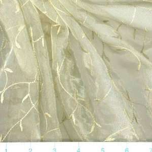  58 Wide Embroidered Shimmer Organza Vines Pale Gold 