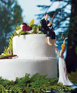 Hooked on Love Fishing Couple Wedding Cake Topper Top  
