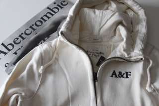 Abercrombie Mens Hough Peak Zip Hoodie Cream NWT L Sweatshirt 