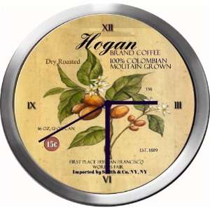  HOGAN 14 Inch Coffee Metal Clock Quartz Movement Kitchen 