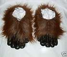   feet shoes slippers covers werewolf wolfman brown furry costume prop