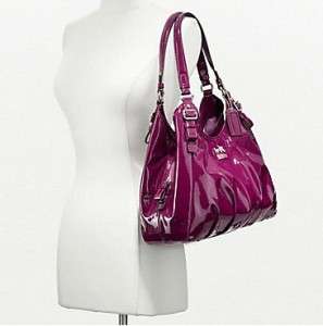 Coach Madison Patent Maggie Shoulder Bag SILVER/BERRY 17747  