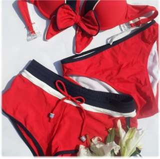 Women 3PCS Best Elegant Sexy Beach Swimsuit Swimwear Red Blue White S 