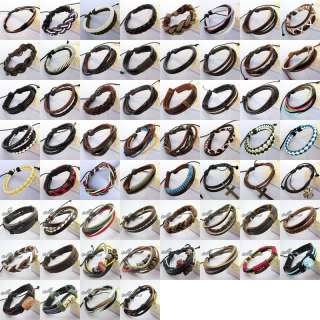   Multicolor Hemp Leather Braided Bracelet Wristband Cuff Jewelry Gift