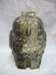 Vintage Smoked Glass 6.5 Wise Old Owl Piggy Bank WOW  
