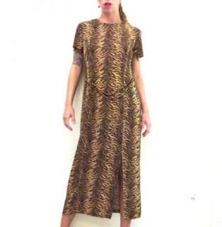 Long Sparkly Tiger Stripe Print Stretch Dress Belt 14 L  