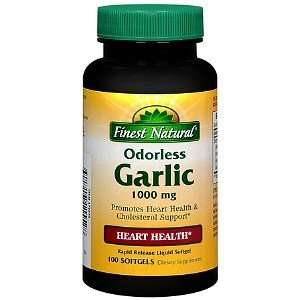  Finest Natural Odorless Garlic 1000 mg Softgels, 100 ea 