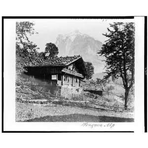 Wengern Alp,Glaciers  Switzerland  1860s,houses 