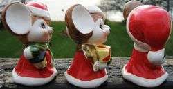 Vintage CHRISTMAS MICE Ceramic Figurine Set of THREE Made in JAPAN 