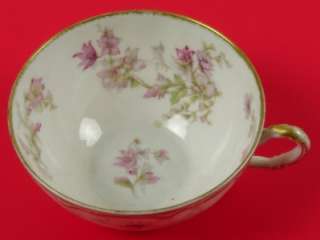 Antique Haviland + Haviland & Co LIMOGES Tea Cup, Pink Orchids, Dbl 