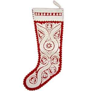  Szur Medallion Stocking in White and Red