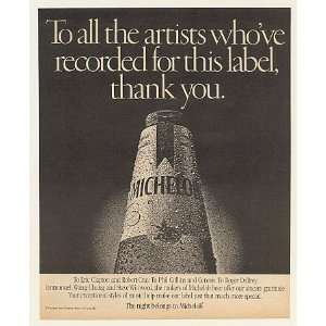  1988 Michelob Beer Thanks Artists Recorded for Label Print 