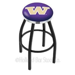  Washington Huskies Logo Black Wrinkle Swivel Bar Stool 