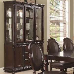  China Cabinet Buffet Hutch with Mirrored Back in Brown 