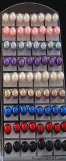   Fashion 36Pairs 12mm Mixed Colors Imitated Pearl Bead Plastic Earrings