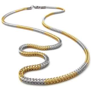 21.6 3mm Mens Silver Glod Tone Stainless Steel Necklace Chain 