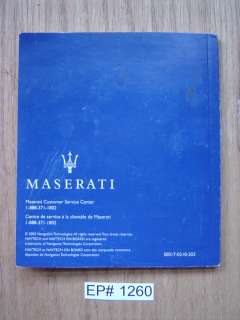 Maserati NavTech GPS Navigation Map Data CD Booklet  