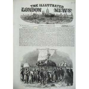  1856 Cutting Sailing Ships Ice Cronstadt Men Army Print 