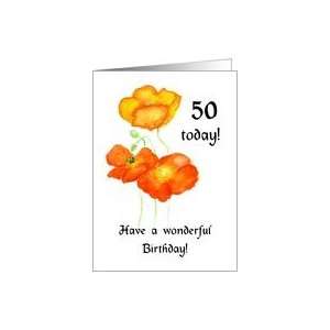  Icelandic Poppies 50th Birthday Card Card Toys & Games