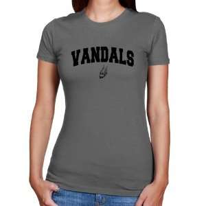  Idaho Vandals Ladies Charcoal Logo Arch T shirt Sports 
