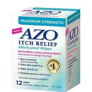  AZO Itch Relief Medicated Wipes 12 ct. (Pack of 4) Health 