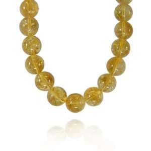  12mm Round Inclusion Citrine Bead Necklace, 50 Jewelry