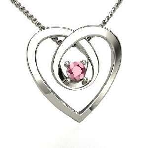 Infinite Heart Pendant, Sterling Silver Necklace with Rhodolite Garnet